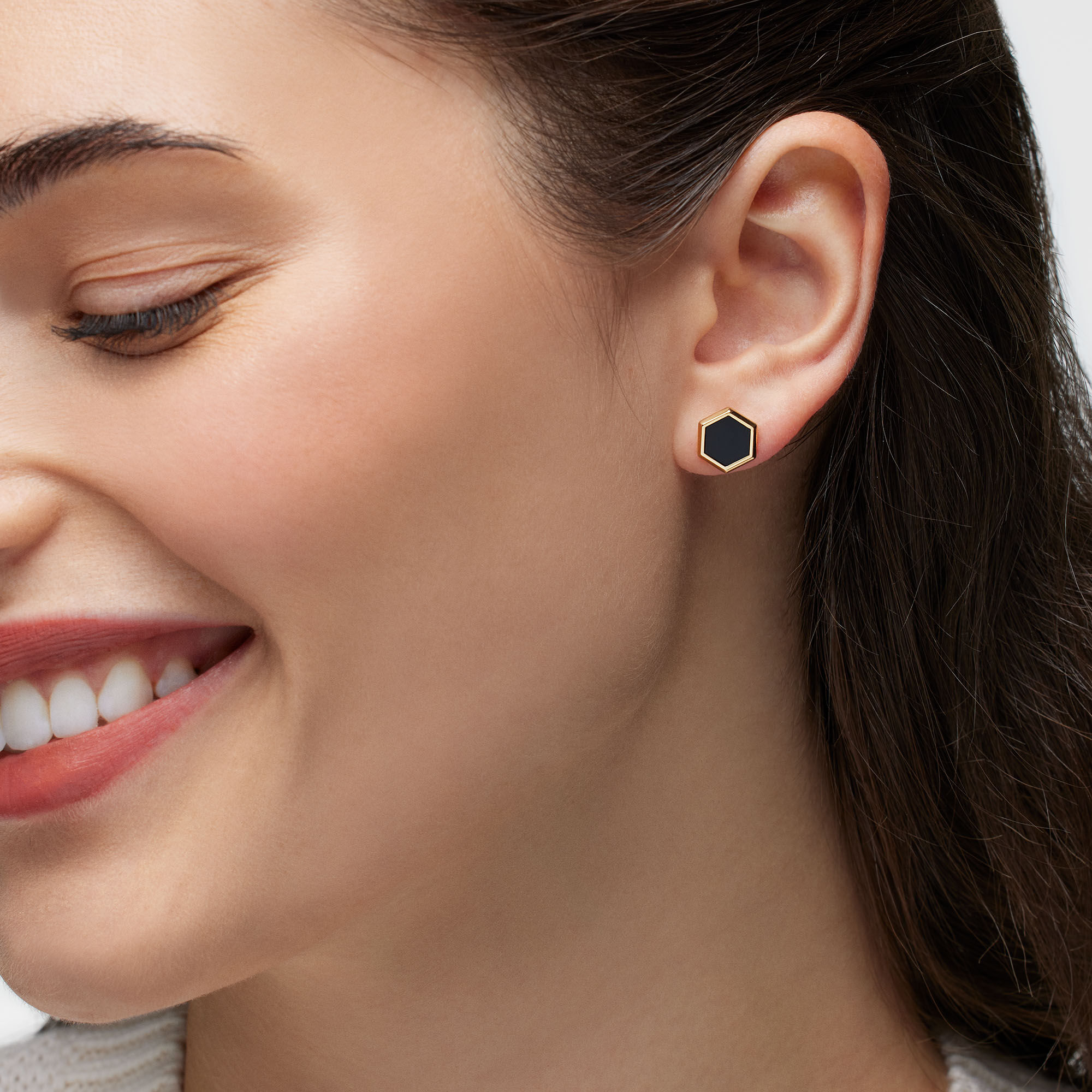 Black earrings gold top